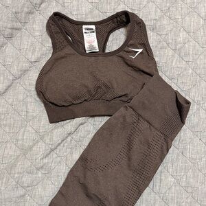Gymshark Women's Brown Sports Bra and Leggings Set